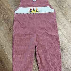 Vive la Fete Smocked Gingham‎ Red Kids Overalls Size 24 Months